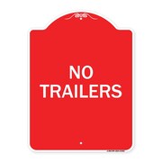 SIGNMISSION Designer Series Sign-No Trailers, Red & White Aluminum Architectural Sign, 18" x 24", RW-1824-23563 A-DES-RW-1824-23563